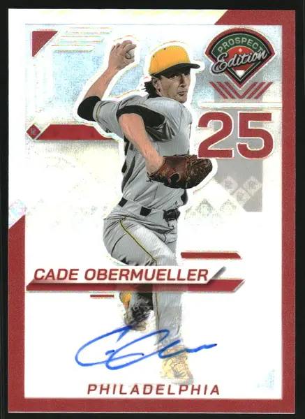 2025 Panini Prospect Edition Holo Prospect Ticket Signatures Prizms Red #98 Cade Obermueller Auto /199