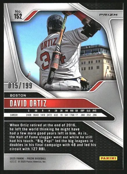 2025 Panini Prizm Prizms Blue #152 David Ortiz /199