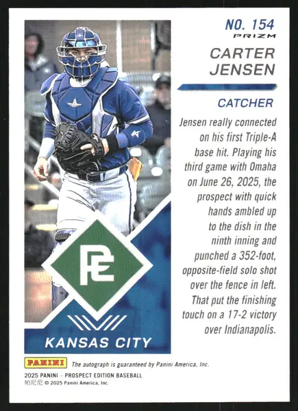 2025 Panini Prospect Edition Holo Prospect Ticket Signatures Prizms Silver #154 Carter Jensen Auto