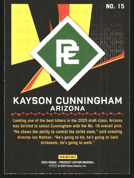 2025 Panini Prospect Edition Ping Silver #15 Kayson Cunningham /25