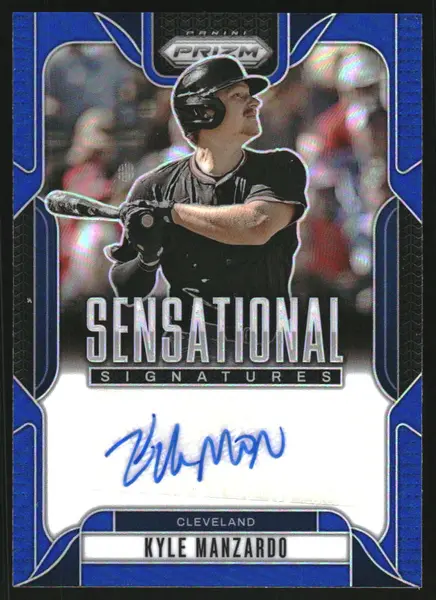 2025 Panini Prizm Sensational Signatures Prizms Blue #28 Kyle Manzardo Auto /49