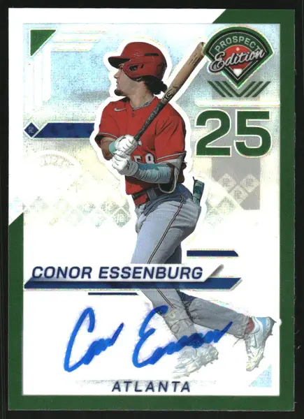 2025 Panini Prospect Edition Holo Prospect Ticket Signatures Prizms Green #121 Conor Essenburg Auto