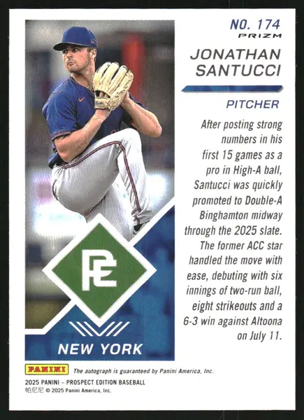 2025 Panini Prospect Edition Holo Prospect Ticket Signatures Prizms Silver #174 Jonathan Santucci Auto