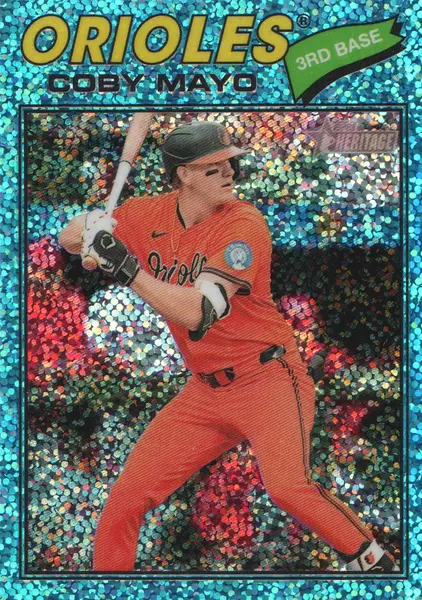 2026 Topps Heritage Chrome Light Blue Sparkle Refractors #49 Coby Mayo