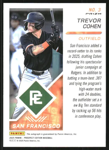 2025 Panini Prospect Edition Holo Prospect Ticket Signatures Prizms #3 Trevor Cohen Auto