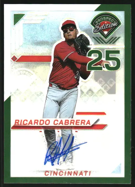 2025 Panini Prospect Edition Holo Prospect Ticket Signatures Prizms Green #195 Ricardo Cabrera Auto