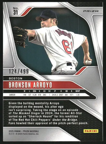 2025 Panini Prizm Prizms Pulsar #31 Bronson Arroyo /499