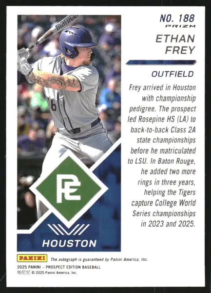 2025 Panini Prospect Edition Holo Prospect Ticket Signatures Prizms Silver #188 Ethan Frey Auto