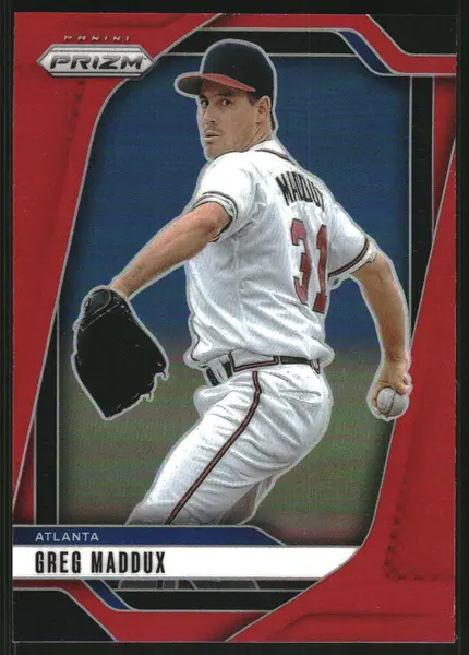 2025 Panini Prizm Prizms Red #67 Greg Maddux /299