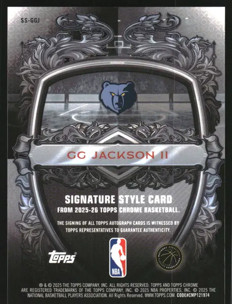 2025-26 Topps Chrome Signature Style Blue Refractors #SSGGJ GG Jackson II Auto /150