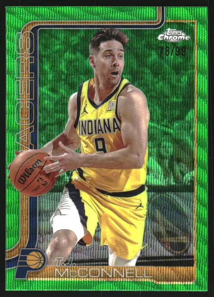 2025-26 Topps Chrome Green Wave Refractors #11 T.J. McConnell /99