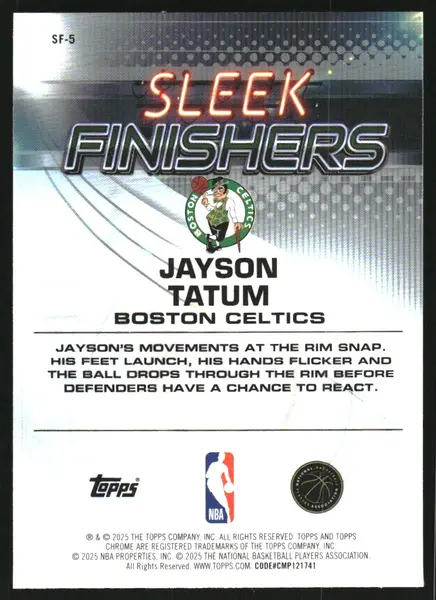 2025-26 Topps Chrome Sleek Finishers #SF5 Jayson Tatum
