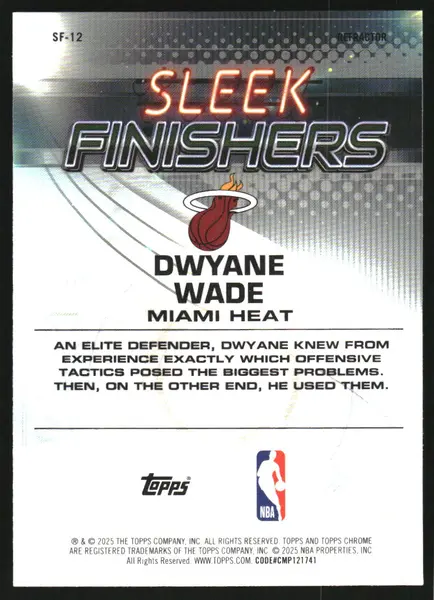 2025-26 Topps Chrome Sleek Finishers Refractors #SF12 Dwyane Wade