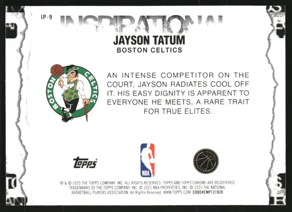 2025-26 Topps Chrome Inspirational RayWave Refractors #IP9 Jayson Tatum