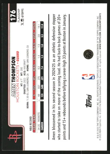 2025-26 Topps Holo Foil #176 Amen Thompson