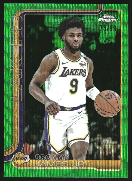 2025-26 Topps Chrome Green Wave Refractors #182 Bronny James Jr. /99