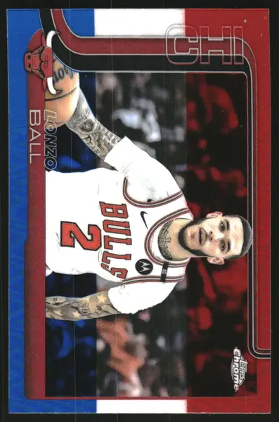 2025-26 Topps Chrome Red White and Blue Refractors #38 Lonzo Ball