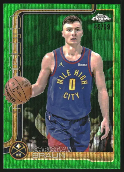 2025-26 Topps Chrome Green Wave Refractors #82 Christian Braun /99