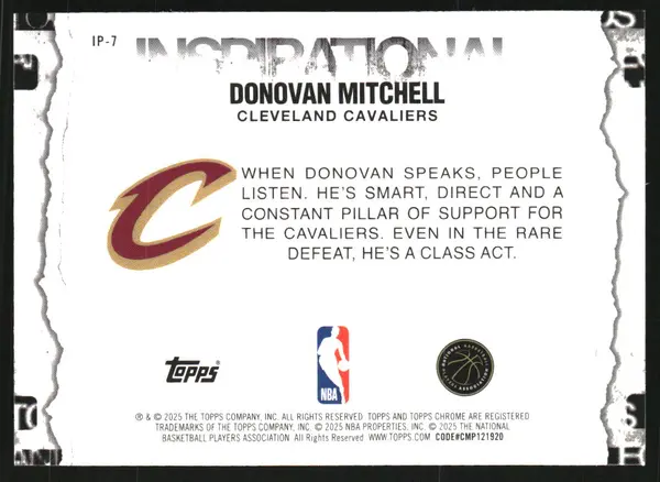2025-26 Topps Chrome Inspirational RayWave Refractors #IP7 Donovan Mitchell