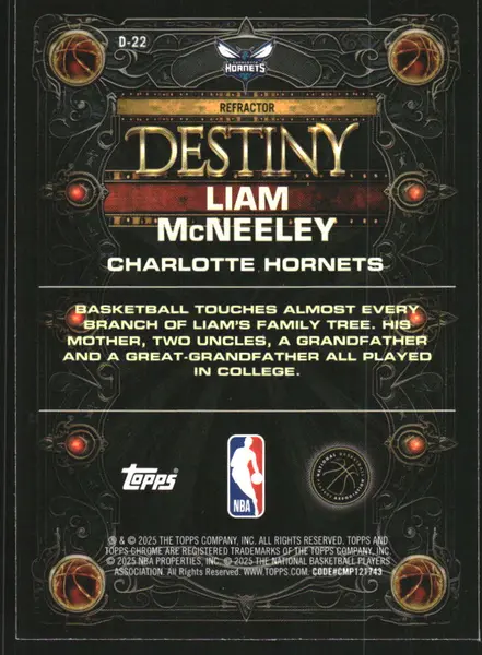 2025-26 Topps Chrome Destiny Refractors #D22 Liam McNeeley