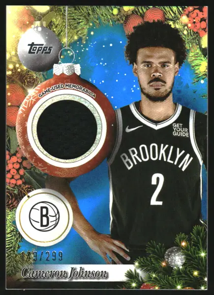 2025-26 Topps Holiday Relics Blue Metallic Glitter #PRCJ Cameron Johnson