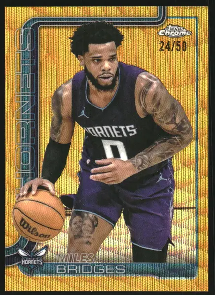 2025-26 Topps Chrome Gold Wave Refractors #30 Miles Bridges /50