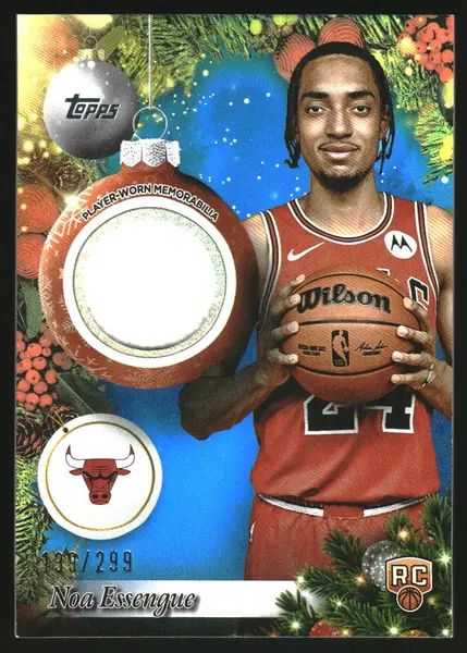 2025-26 Topps Holiday Relics Blue Metallic Glitter #PRNE Noa Essengue