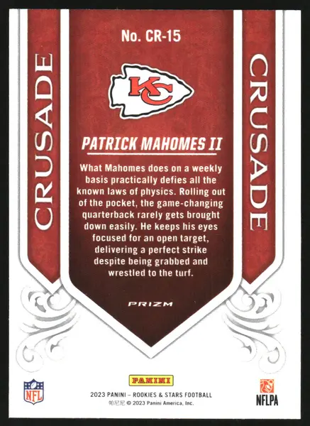 2023 Rookies and Stars Crusade Longevity #15 Patrick Mahomes II