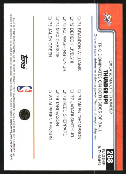 2025-26 Topps Rainbow Foilboard #288 Shai Gilgeous-Alexander