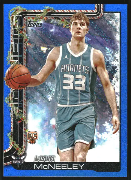 2025-26 Topps Holiday Blue Metallic Glitter Holiday #H189 Liam McNeeley