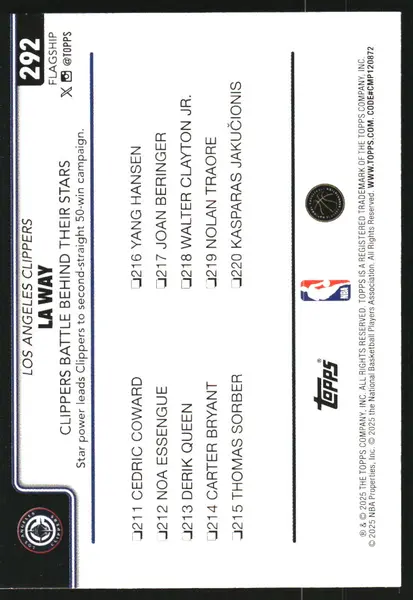 2025-26 Topps Purple Holo Foil #292 James Harden /250