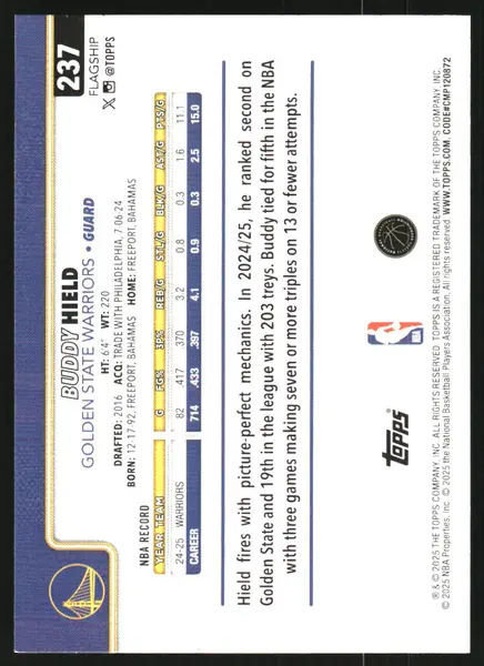 2025-26 Topps Purple Holo Foil #237 Buddy Hield /250