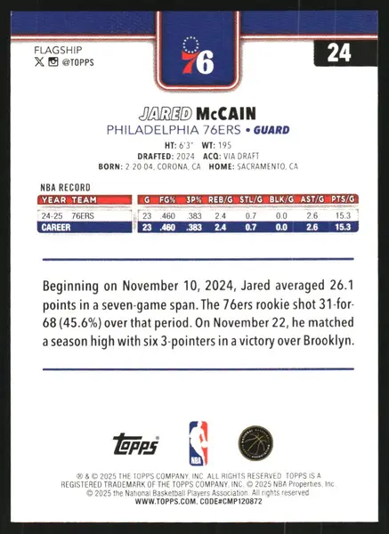 2025-26 Topps Foil Pattern #24 Jared McCain