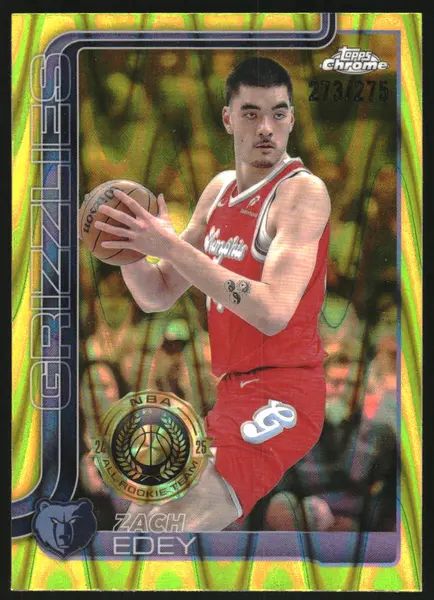 2025-26 Topps Chrome RayWave Yellow Refractors #128 Zach Edey /275