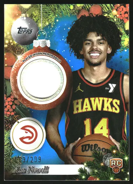 2025-26 Topps Holiday Relics Blue Metallic Glitter #PRAN Asa Newell
