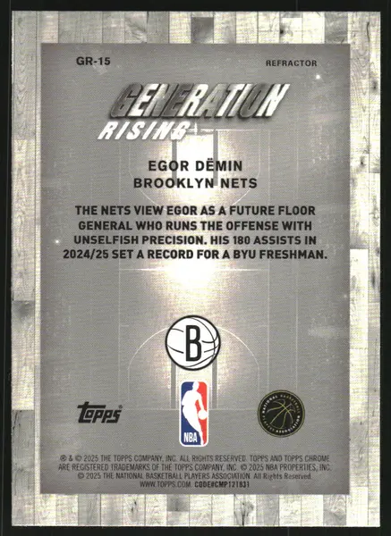 2025-26 Topps Chrome Generation Rising Refractors #GR15 Egor Demin