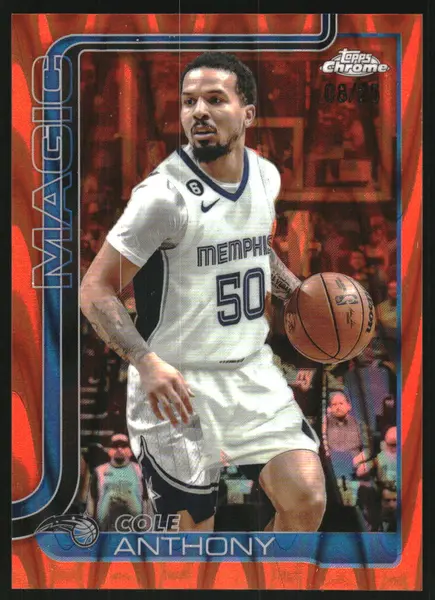 2025-26 Topps Chrome RayWave Orange Refractors #175 Cole Anthony /25