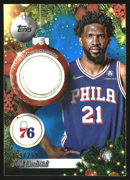 2025-26 Topps Holiday Relics Blue Metallic Glitter #PRJE Joel Embiid