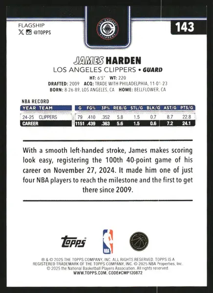 2025-26 Topps Sandglitter #143 James Harden