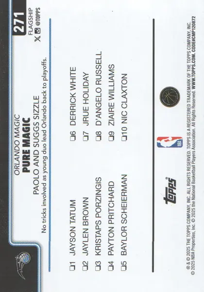 2025-26 Topps Season Tip Off #271 Paolo Banchero