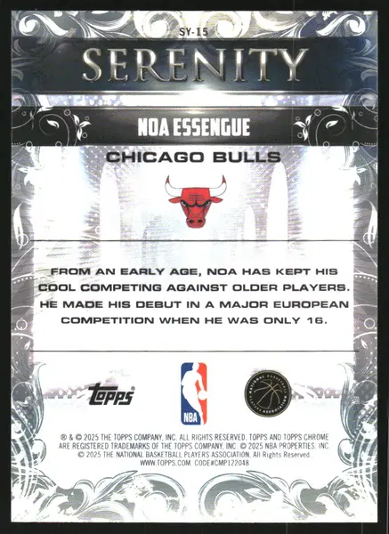 2025-26 Topps Chrome Serenity RayWave Refractors #SY15 Noa Essengue