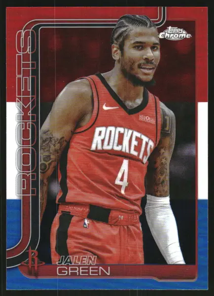 2025-26 Topps Chrome Red White and Blue Refractors #58 Jalen Green