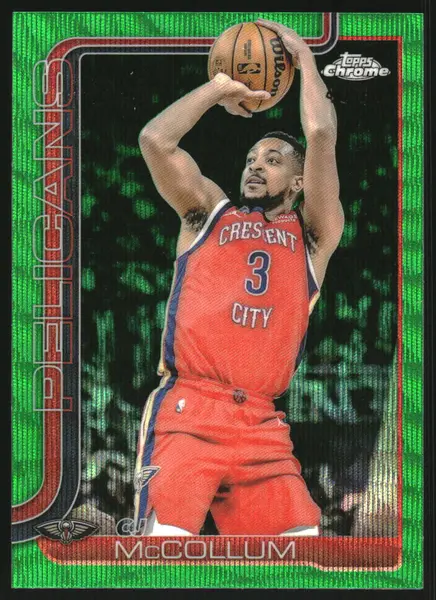 2025-26 Topps Chrome Green Wave Refractors #136 CJ McCollum /99