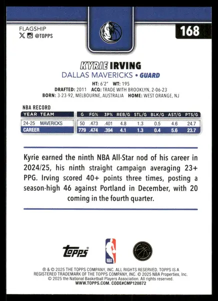 2025-26 Topps Season Tip Off #168 Kyrie Irving