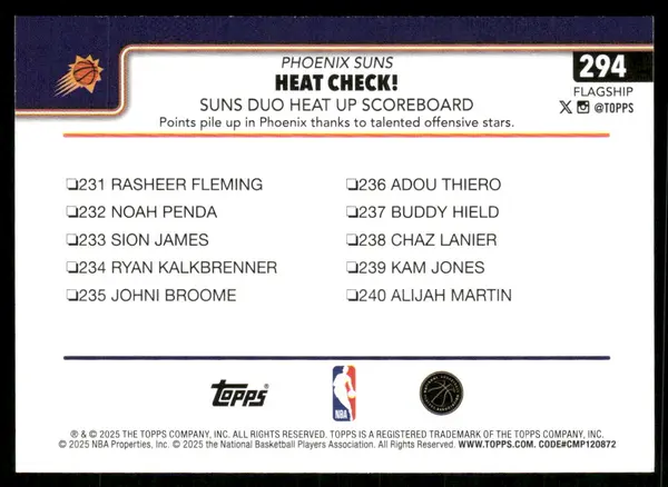 2025-26 Topps Season Tip Off #294 Devin Booker