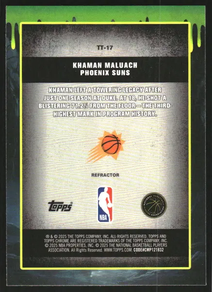 2025-26 Topps Chrome Tall Tales Refractors #TT17 Khaman Maluach