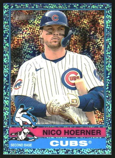 2025 Topps Heritage Chrome Light Blue Sparkle Refractors #52 Nico Hoerner