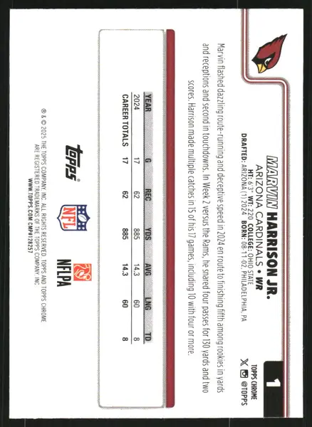2025 Topps Chrome #1 Marvin Harrison Jr.