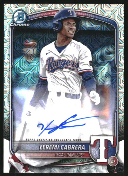 2025 Bowman Chrome Mega Box Prospect Autographs #BMAYCA Yeremi Cabrera Auto