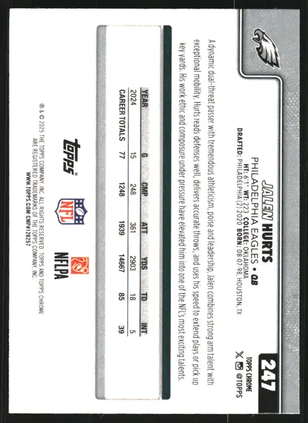 2025 Topps Chrome #247 Jalen Hurts